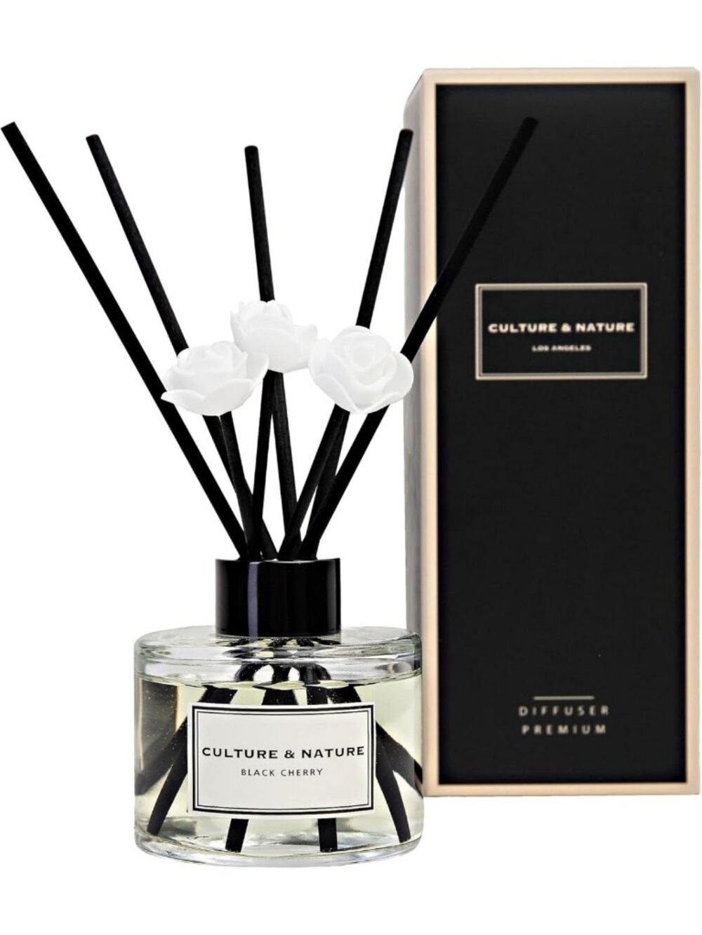 Black Cherry Reed Diffuser Set 4oz - Scented Home Fragrance for Bathroom Decor